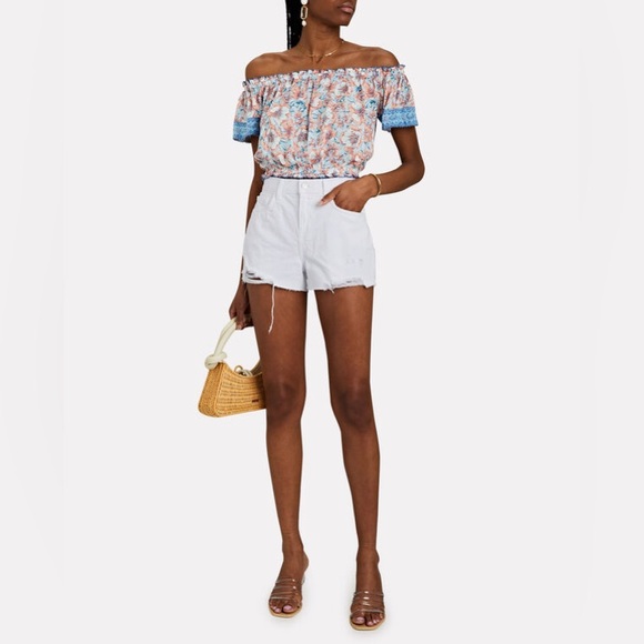 POUPETTE ST BARTH Camila Off-The-Shoulder Floral Top S/M - Picture 1 of 5
